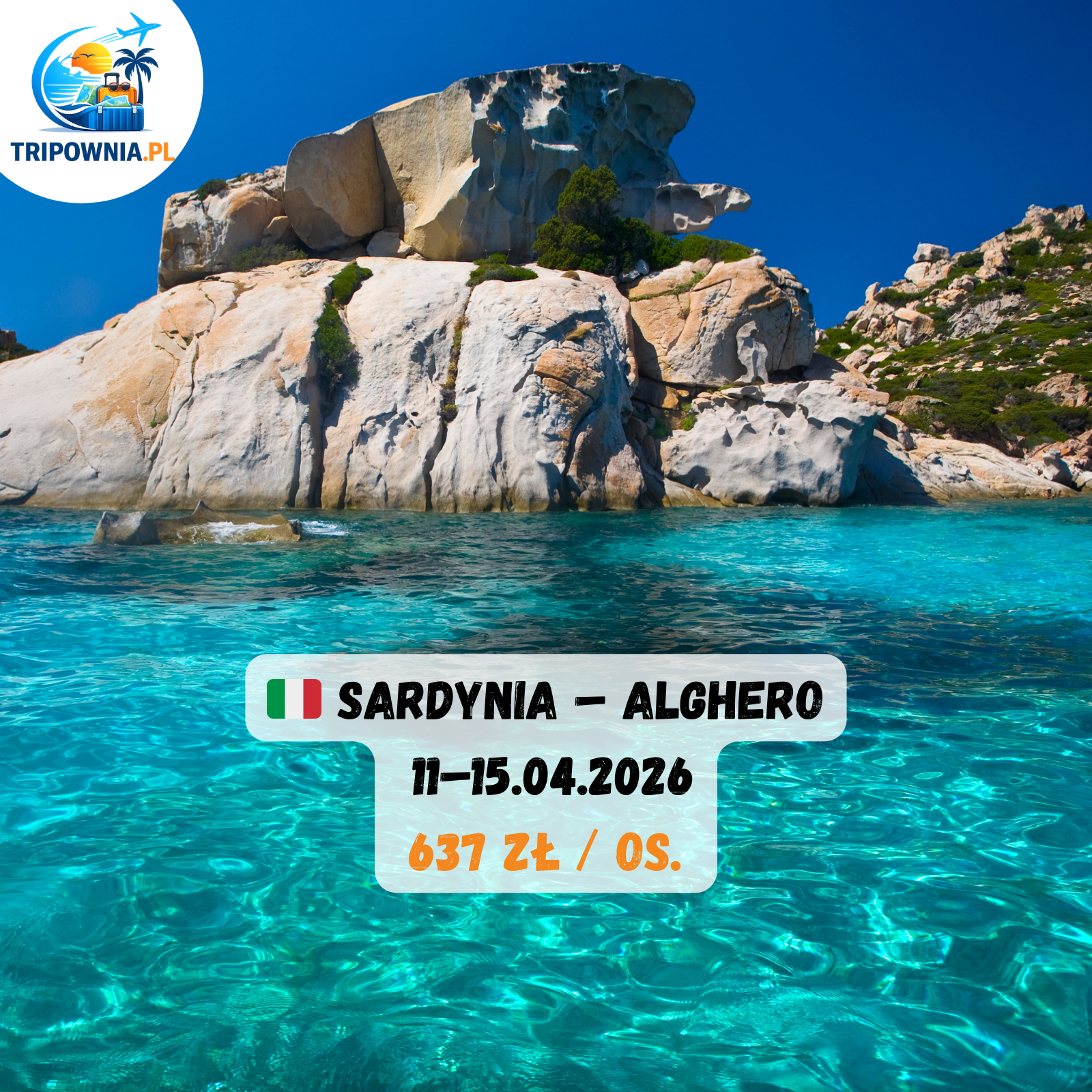 🇮🇹 Sardynia – Alghero | 11–15.04.2026 | 4 dni | z Warszawy | od 637 zł / os.