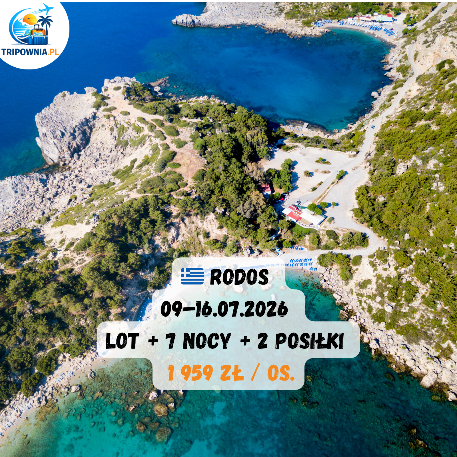 🇬🇷 Rodos | 09–16.07.2026 | lot + 7 nocy + 2 posiłki | od 1 959 zł / os.